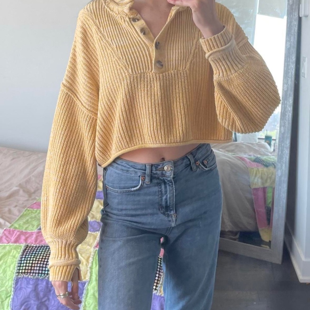 cropped yellow sweater